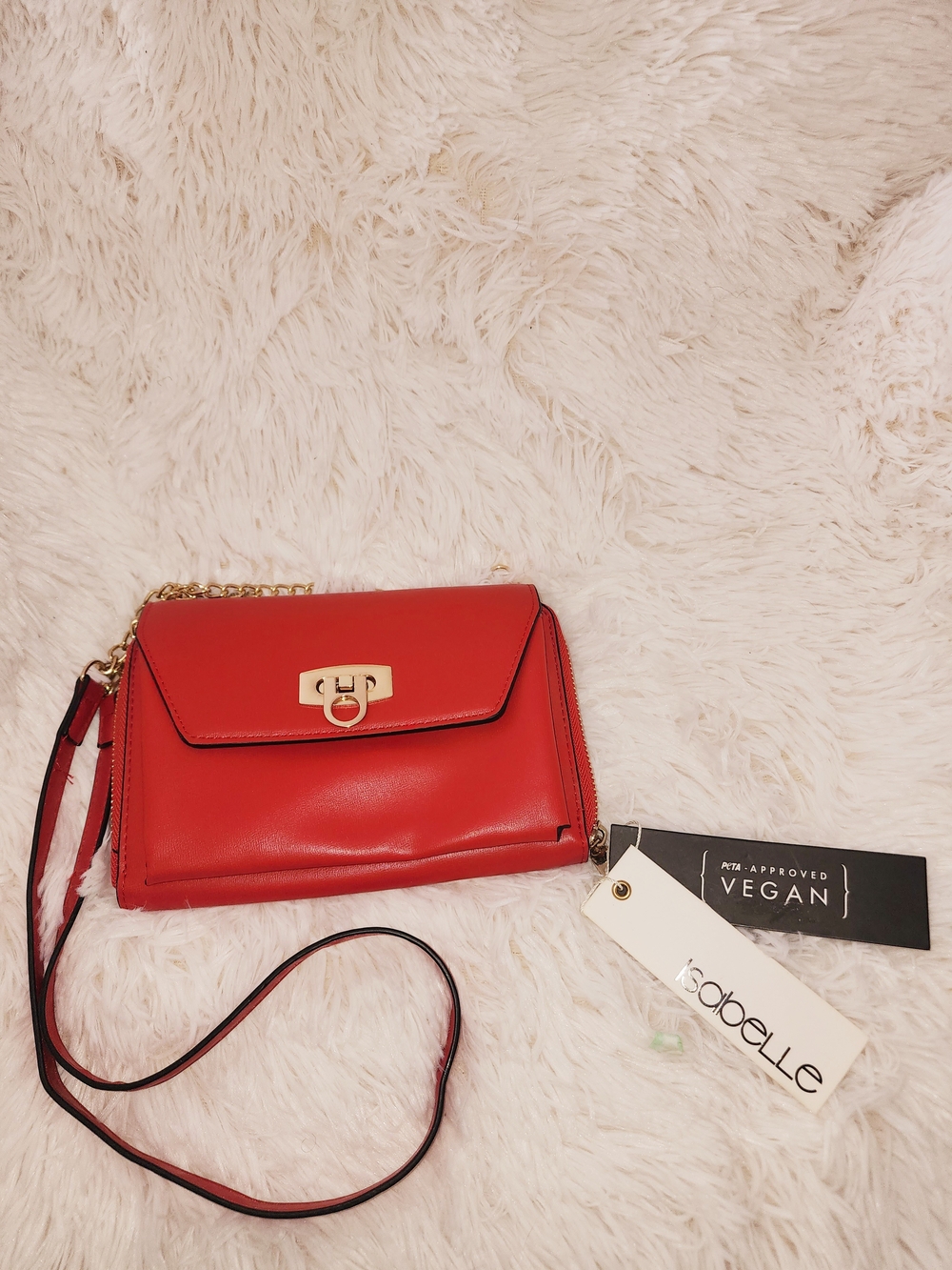 New ISABELLE Little Red Chained Crossbody Bag